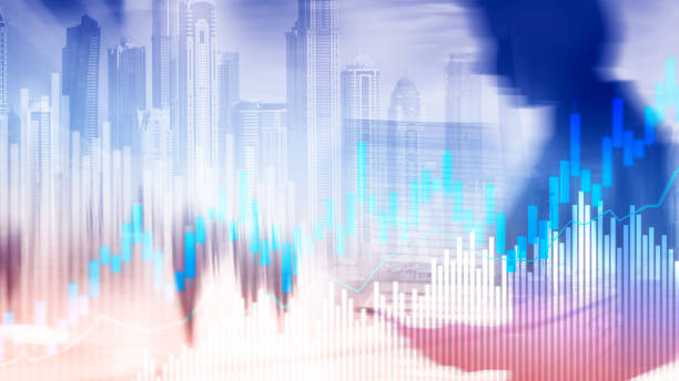 istock Stock trading candlestick chart and diagrams on blurred office center background. 1137608349