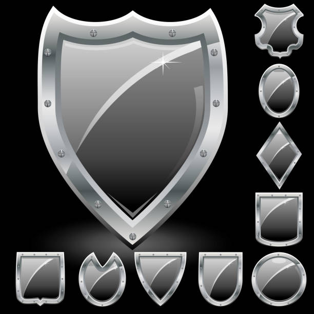 Set of Black shields vector art illustration