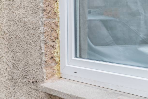 istock Close-up of a window in the shell with construction foam and window sill, Germany 1137609803
