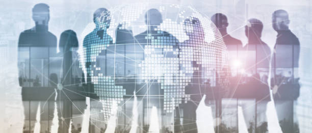 istock 3D Earth hologram on blurred background.Global business and communication concept. 1137610124