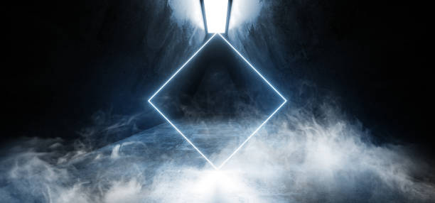 istock Smoke Neon Virtual Reality Dark Grunge Concrete Background Asphalt Optical Illusion Fluorescent Blue Vibrant Glowing Empty Space Sci Fi Futuristic Spaceship Stage 3D Rendering 1137610186