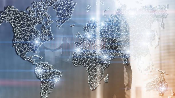 istock Global World Map Double Exposure Network. Telecommunication, International business Internet and technology concept. 1137610409