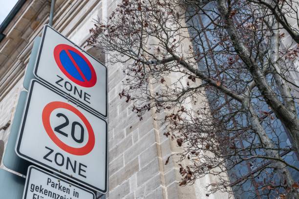 istock Road signs for parking prohibition and speed limit, Germany 1137610424