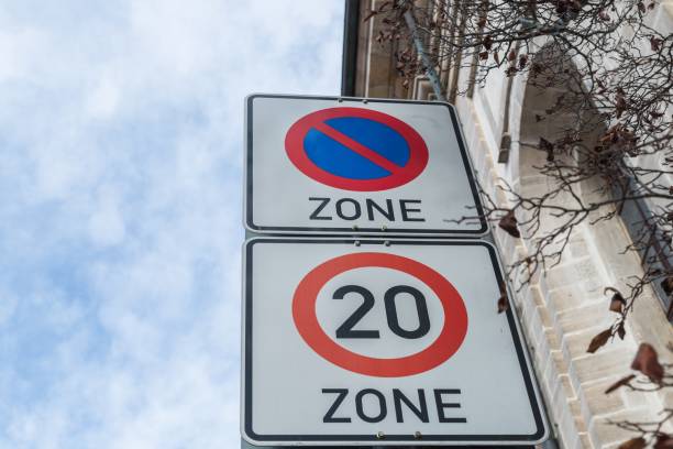 istock Road signs for parking prohibition and speed limit, Germany 1137610515