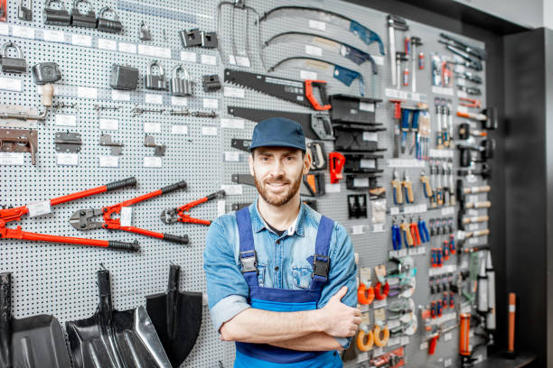 istock Worker in the shop with building tools 1137611197