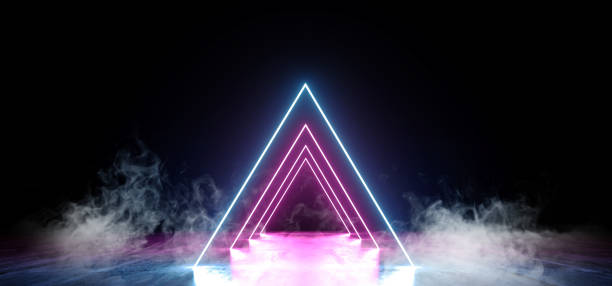 istock Smoke Neon Dark Grunge Concrete Background Asphalt Optical Illusion Fluorescent Purple Blue Vibrant Glowing Empty Space Sci Fi Futuristic Spaceship Stage 3D Rendering 1137611269
