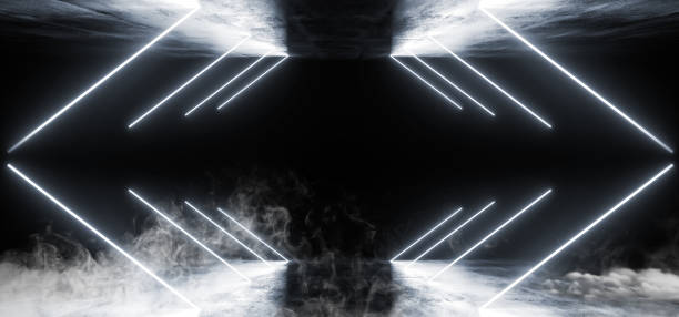 istock Smoke Neon Dark Grunge Concrete Background Asphalt Optical Illusion Fluorescent White Blue Vibrant Glowing Empty Space Sci Fi Futuristic Spaceship Stage 3D Rendering 1137611409