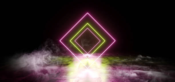 istock Smoke Abstract Neon Dark Grunge Concrete Background Asphalt Optical Illusion Fluorescent Green Purple Vibrant Glowing Empty Space Sci Fi Futuristic Virtual Reality Stage 3D Rendering 1137611435
