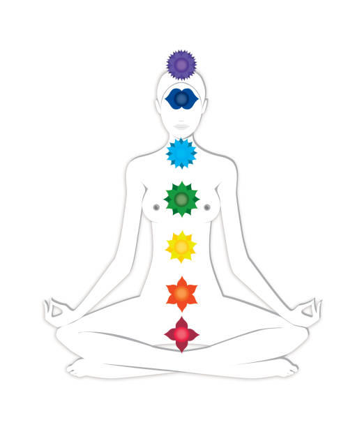 istock Yoga white silhouette girl in lotus position 1137611657