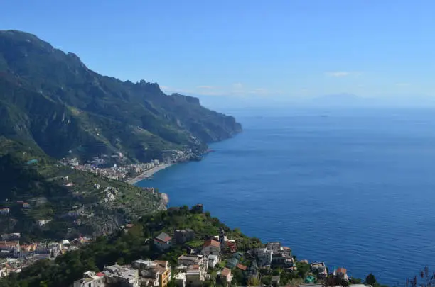 Italy's winding and rolling hills along the Amalfi Coast in Italy.