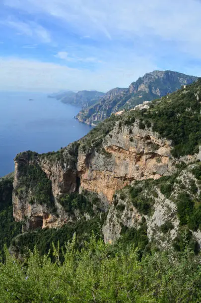 Gorgeous hills and sea cliffs along Italy's Amalfi Coast.