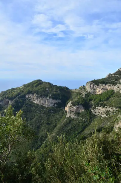 Beautiful lush landscape along the Amalfi Coast in Italy.