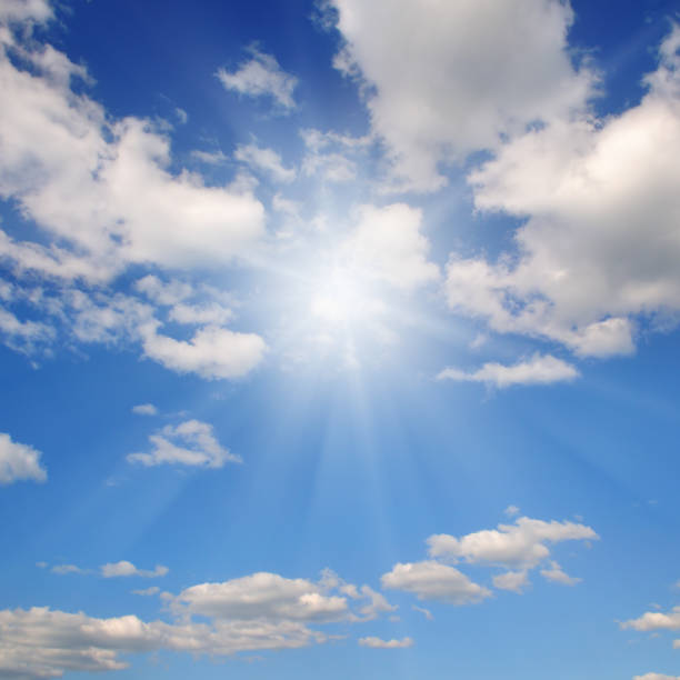 istock Couds in the blue sky. Bright midday sun illuminates the space 1137614201