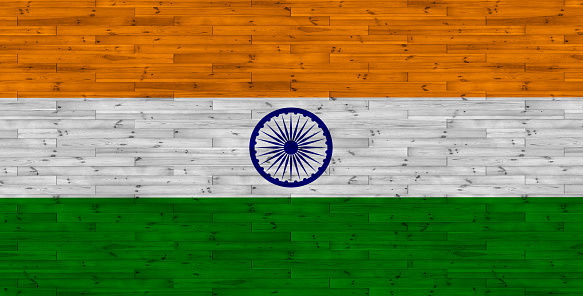 Indian flag on wood texture