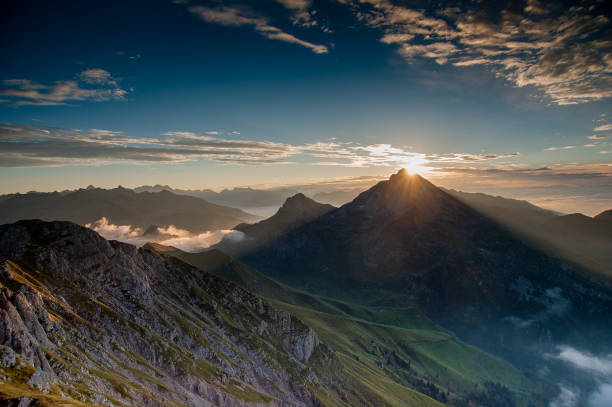 istock Dawn in the mountains with fog 1137621710