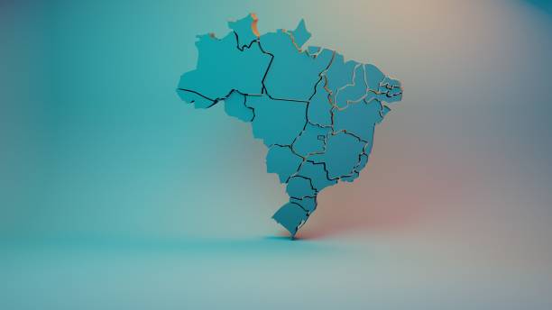 ブラジルマップ - brazil map rio de janeiro sao paulo ストックフォトと画像