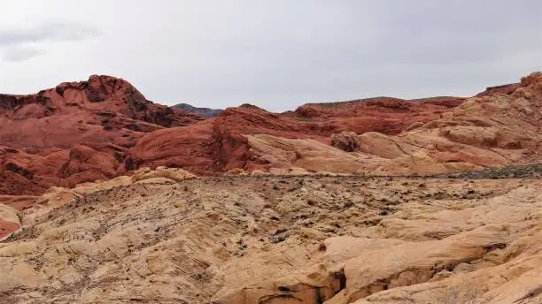 Red and Aztec sandstone formations in the Valley of Fire State Park.  Overton Nevada.