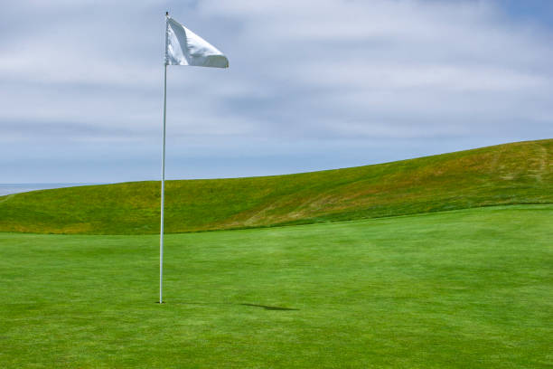 istock Putting Green with Ocean and Cloudy Sky in Background 1137623130