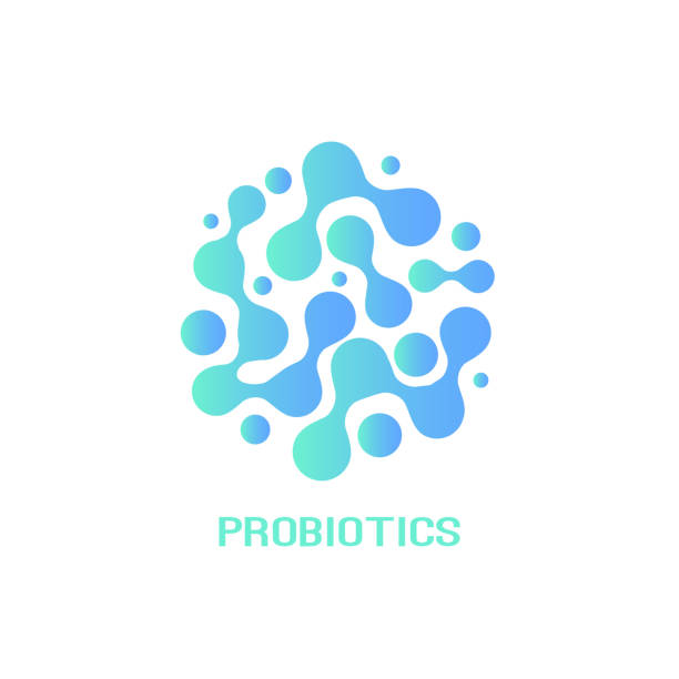 Probiotics bacteria logo design. Healthy nutrition ingredient for therapeutic Probiotics bacteria logo design. Healthy nutrition ingredient for therapeutic prebiotic probiotic stock illustrations