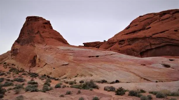 Red and Aztec sandstone formations in the Valley of Fire State Park.  Overton Nevada.