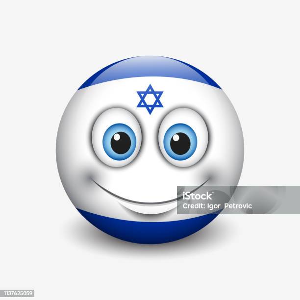 Cute Emoticon Isolated On White Background With Israel Flag Motive Smiley Vector Illustration Stock Illustration - Download Image Now