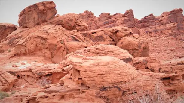 Red and Aztec sandstone formations in the Valley of Fire State Park.  Overton Nevada.