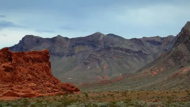 Red and Aztec sandstone formations in the Valley of Fire State Park.  Overton Nevada.