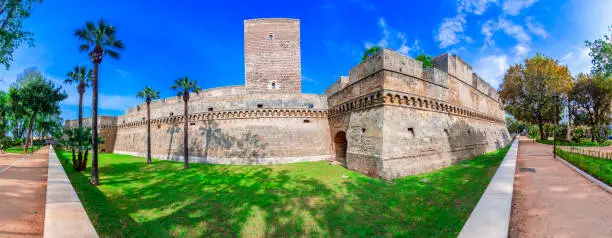 Bari, Italy, Puglia: Swabian castle or Castello Svevo, a medieval landmark of Apulia.