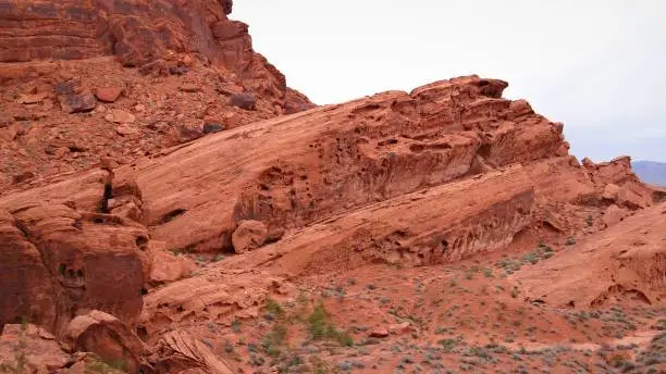 Red and Aztec sandstone formations in the Valley of Fire State Park.  Overton Nevada.