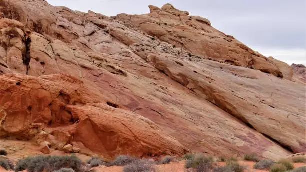 Red and Aztec sandstone formations in the Valley of Fire State Park.  Overton Nevada.