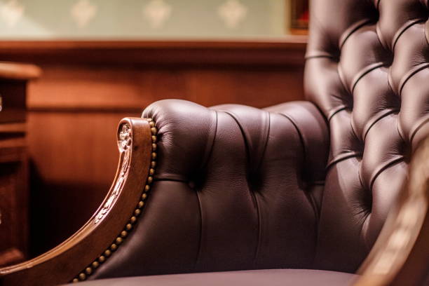 armrest leather chair Soft leather Armchair in a luxurious interior couch arm rest stock pictures, royalty-free photos & images