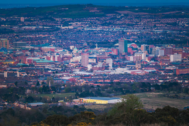 Aerial panorama of  Belfast. Belfast, Northern Ireland, United Kingdom.