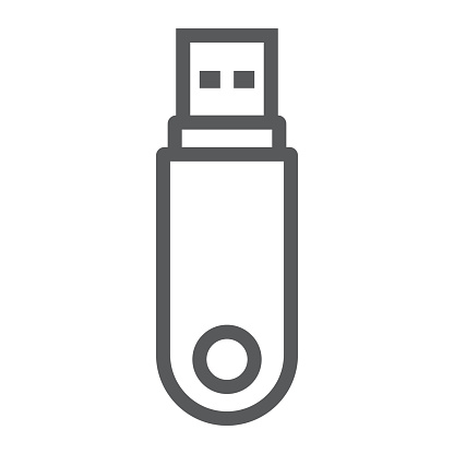 Pendrive line icon, data and memory, flash drive sign, vector graphics, a linear pattern on a white background, eps 10.