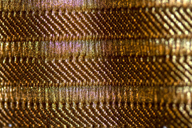 istock Close Up of Gold Coloured Stripe Fabric material 1137642770