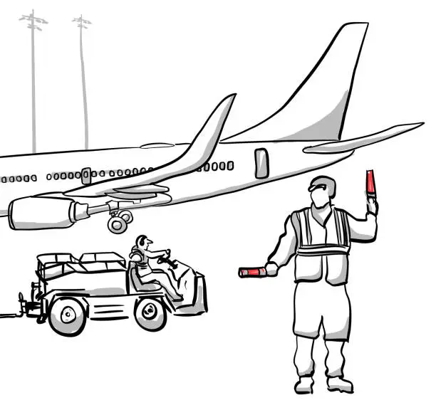 Vector illustration of Parking Ariplanes Helper