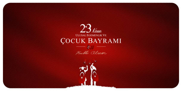 23ニイサン ulusal エゲマンリク ve cocuk bayrami ベクトルイラスト.旗を振って子供たち。(4 月23日、国家主権とこどもの日) - sovereignty点のイラスト素材／クリップアート素材／マンガ素材／アイコン素材