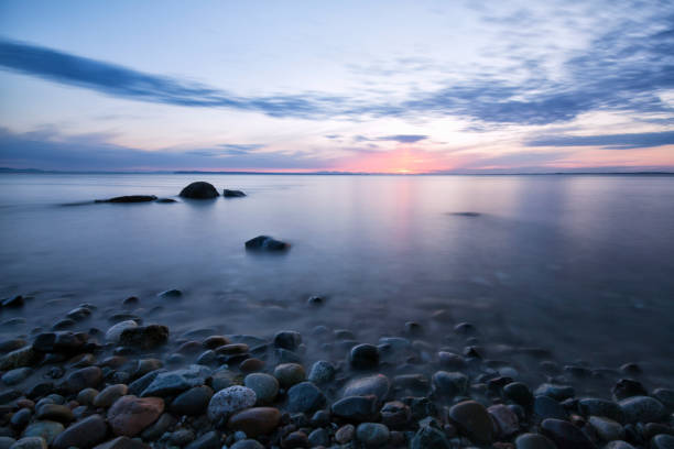 Crescent Beach at sunset, Surrey, BC, Canada stock photo