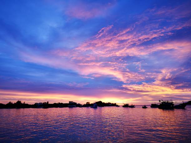 istock Beautiful sunset view and vivid color on blue sky. 1137658378