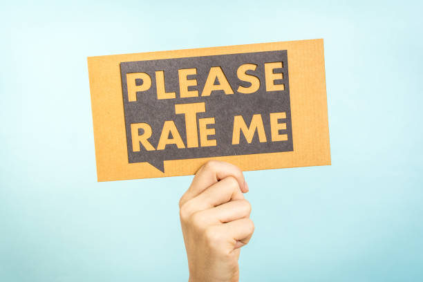 istock Concept of evaluation and asking for honest feedback. Hand showing speech bubble with message please rate me. 1137668653