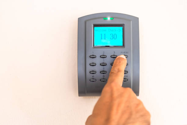 istock Man hand using scanning to open the door to entering p home and building for security system 1137671145
