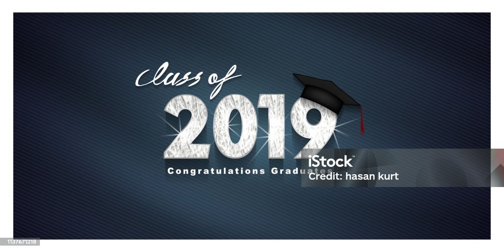 Vector text for graduation silver design, congratulation event, T-shirt, party, high school or college graduate. silver Lettering Class of 2019 for greeting, invitation card Classroom stock vector