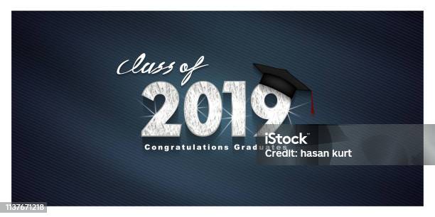 Vector Text For Graduation Silver Design Congratulation Event Tshirt Party High School Or College Graduate Silver Lettering Class Of 2019 For Greeting Invitation Card Stock Illustration - Download Image Now