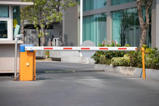 car park barrier with recoding CCTV camera, automatic entry system