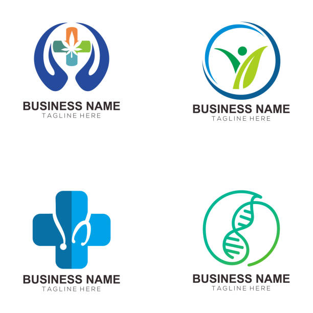 ilustraciones, imágenes clip art, dibujos animados e iconos de stock de el diseño médico - medical logos