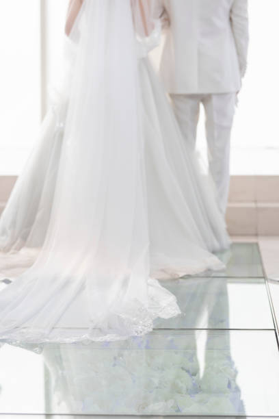 Wedding Groom and bride's back view