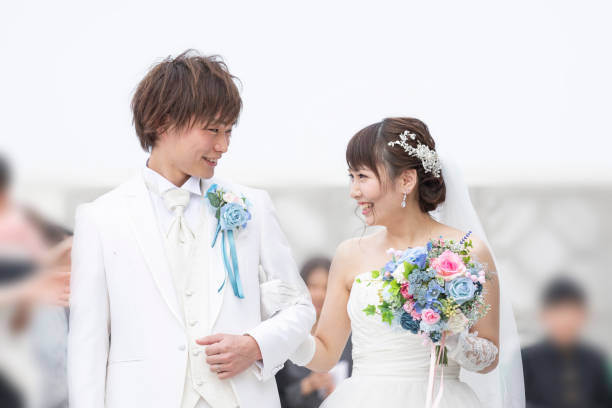 istock Wedding Blessed smiling groom and bride 1137684424