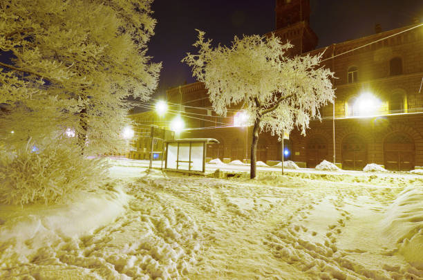 istock Night city in winter. 1137688090