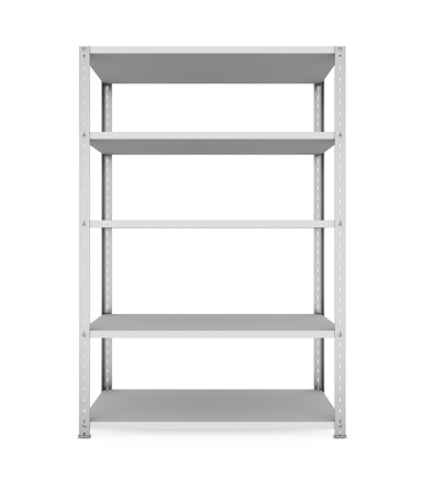 Metal Rack Shelves isolated on white background. 3D render