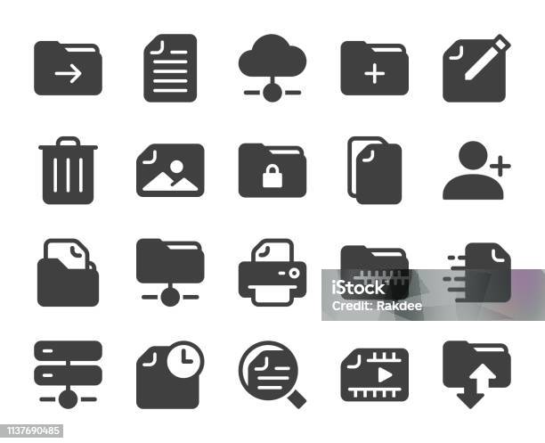 Storage Management Icons Stock Illustration - Download Image Now - Icon Symbol, File Folder, Ring Binder