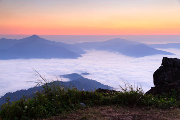 istock Sunset with beautiful sky and mountain. 1137696799